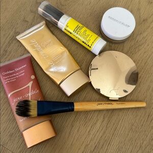 Jane Iredale Glow Time and Golden Shimmer Set with Brush Bundle